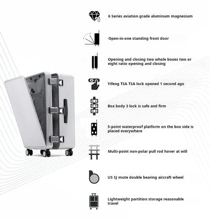 Aluminum front opening trolley case 20 inch