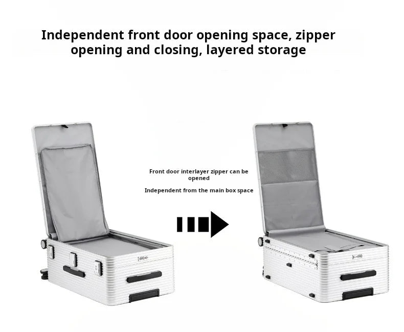 Aluminum front opening trolley case 20 inch