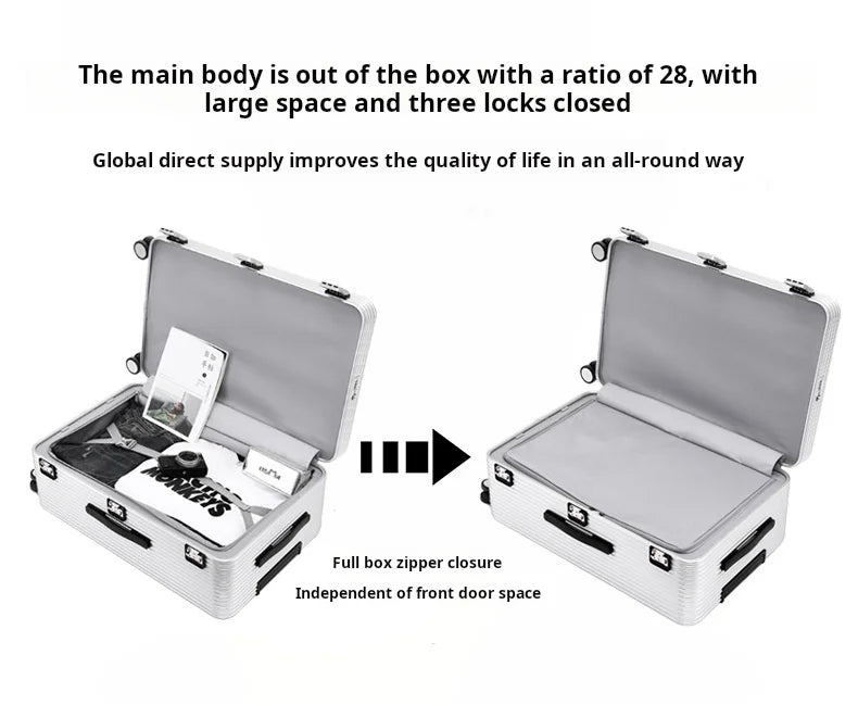 Aluminum front opening trolley case 20 inch